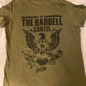 Barbell cartel army green tee! Size M